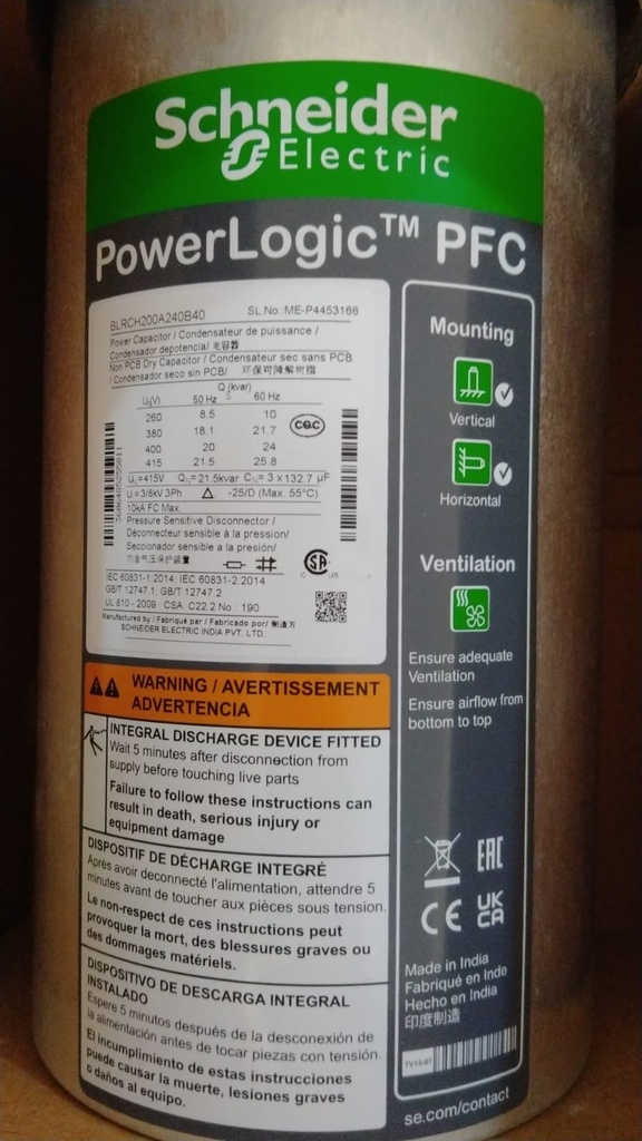 Schneider - Varplus Can 20 / 24.2 Kvar مكثف 20 كيلو فار/ 400 فولت BLRCH200A240B40